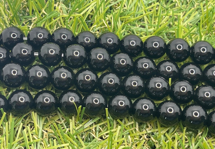 Perles naturelles en Agate noire en 10 mm - Les bijoux de Théa