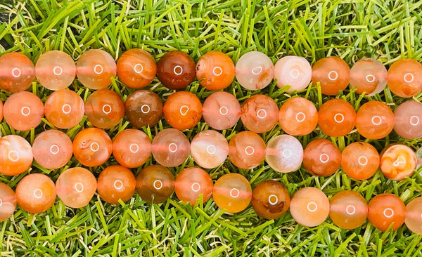 Perles naturelles en Agate rouge en 8 mm - Les bijoux de Théa