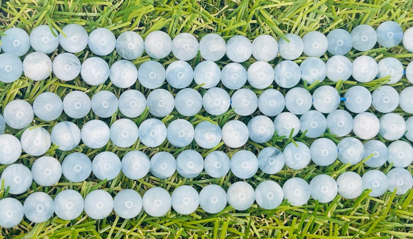 Perles naturelles en Aigue-marine en 6 mm - Les bijoux de Théa