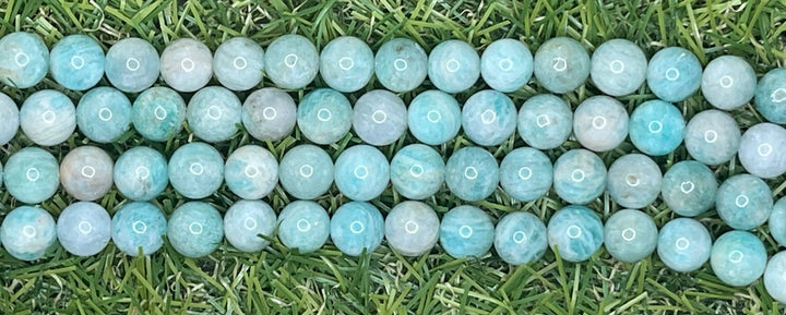 Perles naturelles en Amazonite en 8 mm - Les bijoux de Théa