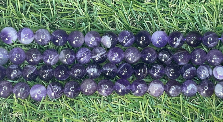 Perles naturelles en Améthyste multi (Chevron) en 8 mm - Les bijoux de Théa