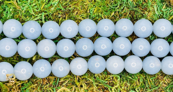 Perles naturelles en Angélite en 10 mm - Les bijoux de Théa