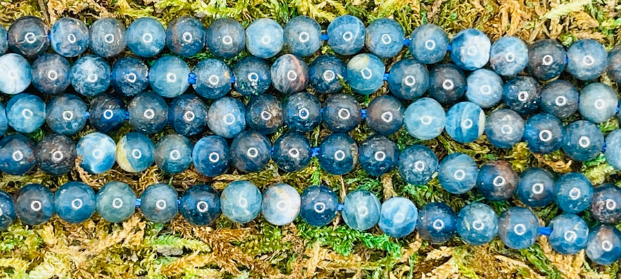 Perles naturelles en Apatite bleue en 4 mm - Les bijoux de Théa