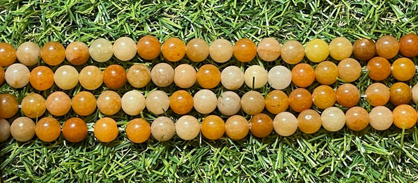 Perles naturelles en Aventurine orange en 6 mm - Les bijoux de Théa