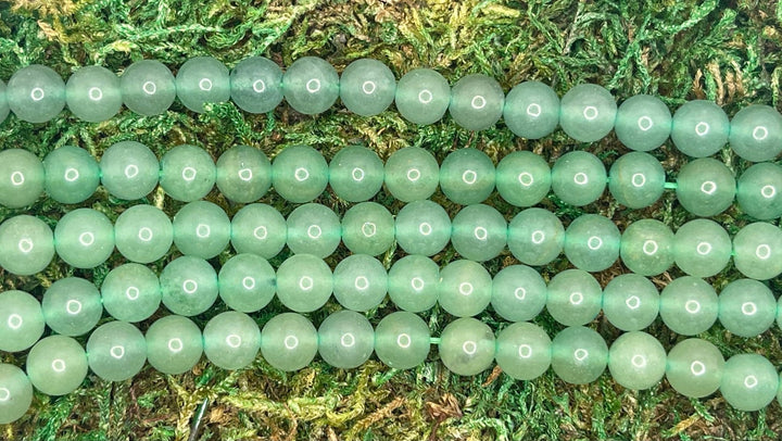 Perles naturelles en Aventurine verte en 6 mm - Les bijoux de Théa