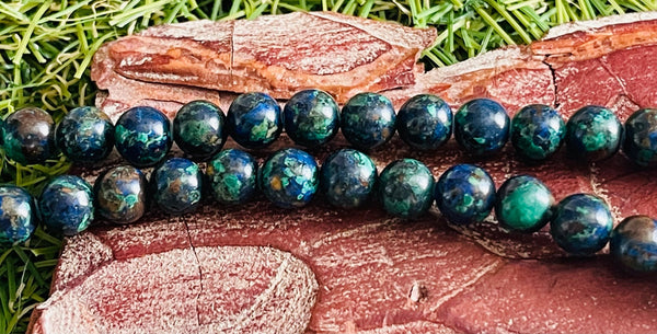 Perles naturelles en Azurite en 6 mm (lot de 10) - Les bijoux de Théa