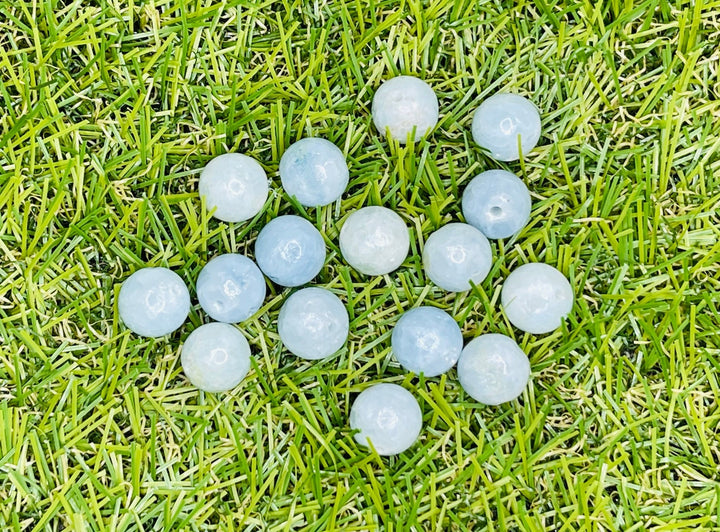 Perles Naturelles en Célestine 8 mm (lot de 10 perles) - Les bijoux de Théa