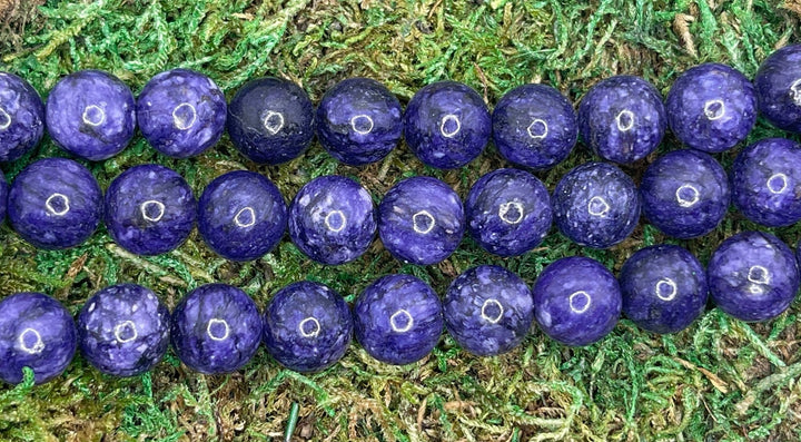 Perles naturelles en Charoïte en 8 mm - Les bijoux de Théa