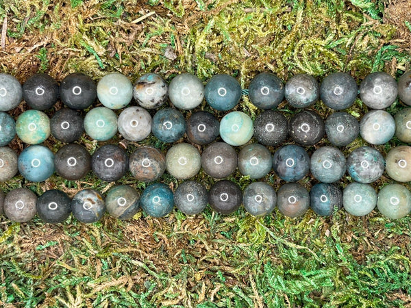 Perles naturelles en Chrysocolle en 8 mm - Les bijoux de Théa