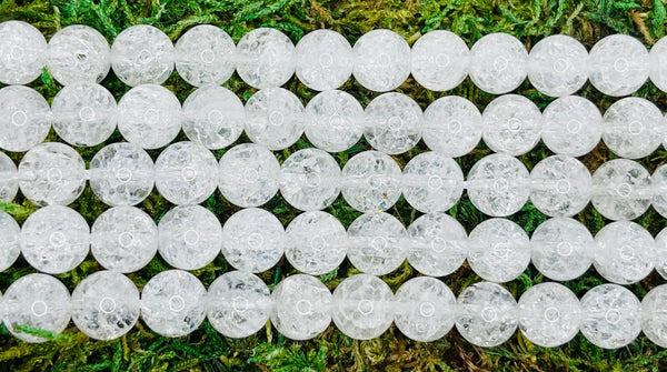 Perles naturelles en Cristal de Roche craquelé en 4 mm - Les bijoux de Théa