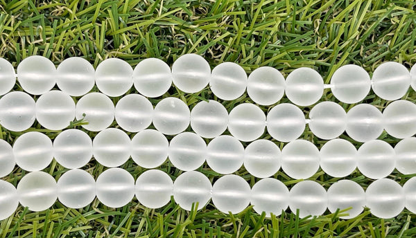 Perles naturelles en Cristal de Roche mat en 8 mm - Les bijoux de Théa