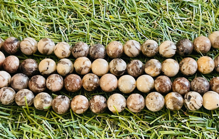 Perles naturelles en Feldspath en 8 mm - Les bijoux de Théa