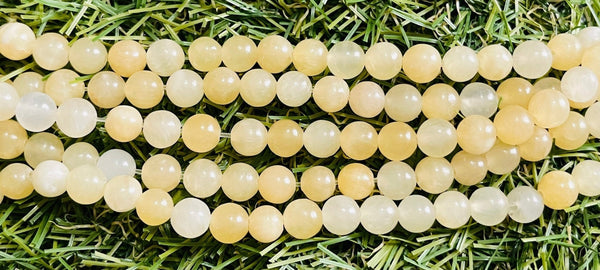 Perles naturelles en Jade Topaze en 8 mm - Les bijoux de Théa