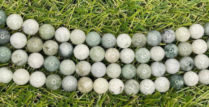 Perles naturelles en Jade vert de Myanmar en 6 mm - Les bijoux de Théa