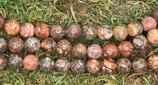 Perles naturelles en Jaspe Léopard en 10 mm - Les bijoux de Théa