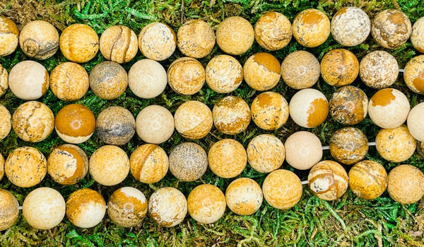 Perles naturelles en Jaspe Paysage en 10 mm - Les bijoux de Théa