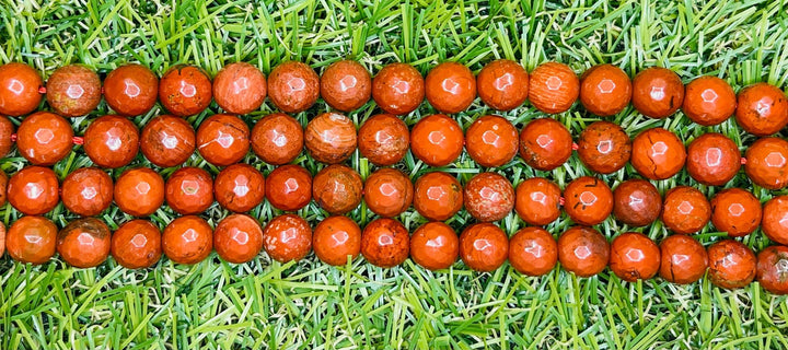 Perles naturelles en Jaspe rouge à facettes en 8 mm - Les bijoux de Théa