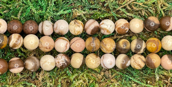 Perles naturelles en Jaspe Zèbre marron en 10 mm - Les bijoux de Théa