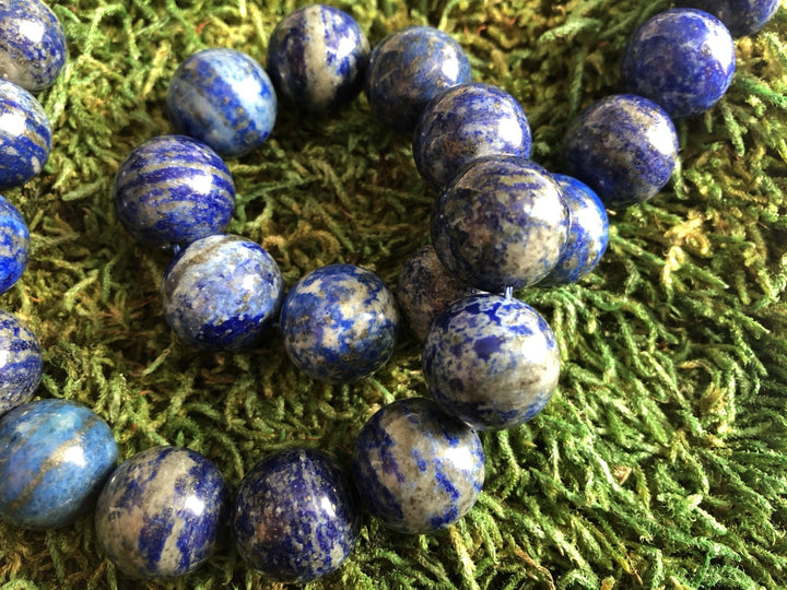 Perles naturelles en Lapis lazuli en 16 mm - Les bijoux de Théa