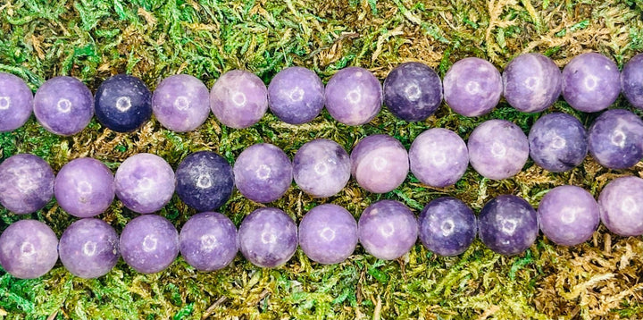 Perles naturelles en Lépidolite en 6 mm - Les bijoux de Théa