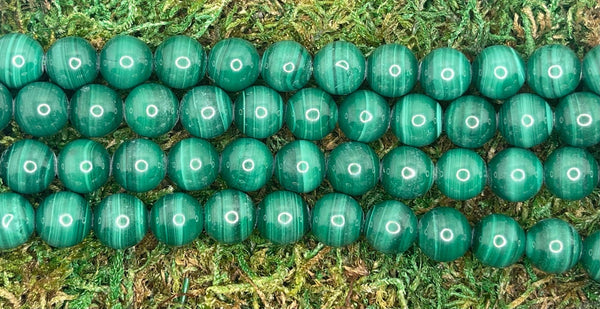 Perles naturelles en Malachite en 10 mm - Les bijoux de Théa