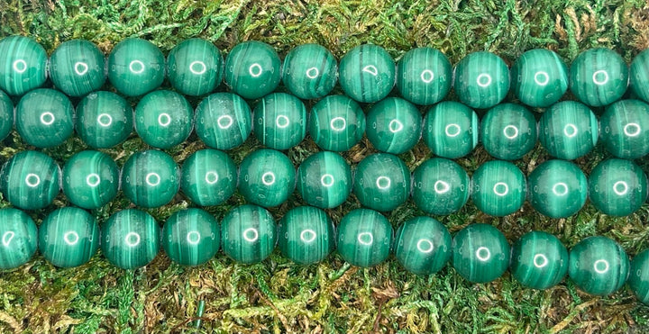 Perles naturelles en Malachite en 4 mm - Les bijoux de Théa