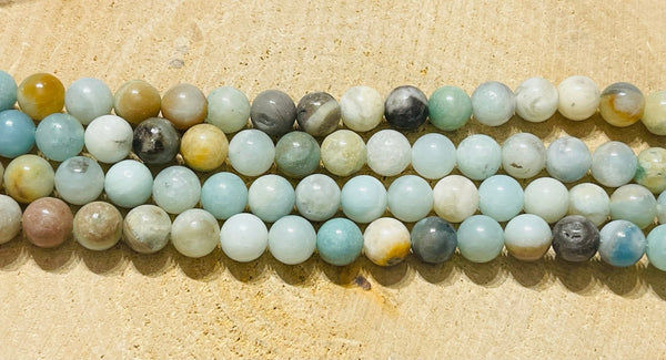 Perles naturelles en Multi Amazonite en 6 mm - Les bijoux de Théa