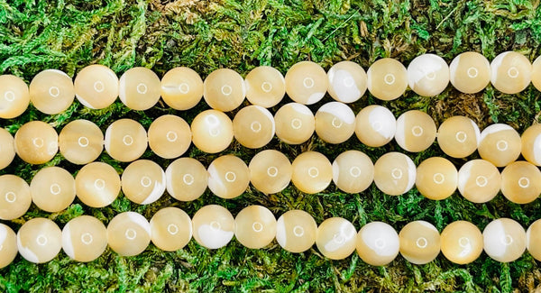 Perles naturelles en Nacre beige en 6 mm - Les bijoux de Théa