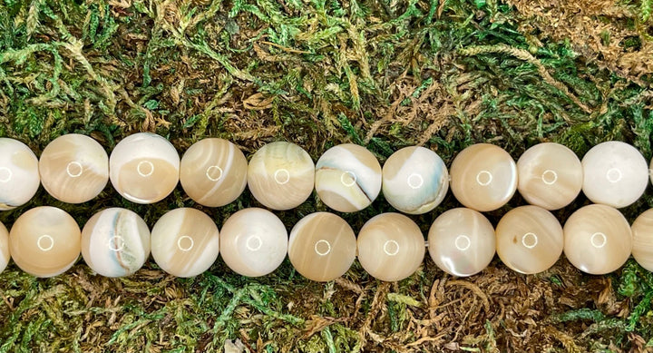 Perles naturelles en Nacre beige/blanc en 8 mm - Les bijoux de Théa