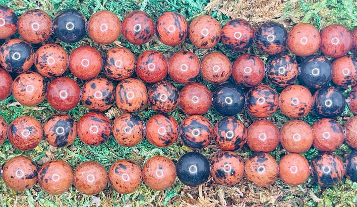 Perles naturelles en Obsidienne Acajou Mahogany en 4 mm - Les bijoux de Théa