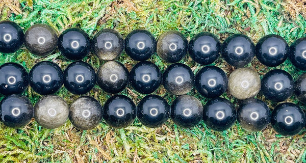 Perles naturelles en Obsidienne Dorée en 4 mm - Les bijoux de Théa