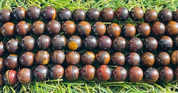 Perles naturelles en Oeil de Fer en 6 mm - Les bijoux de Théa