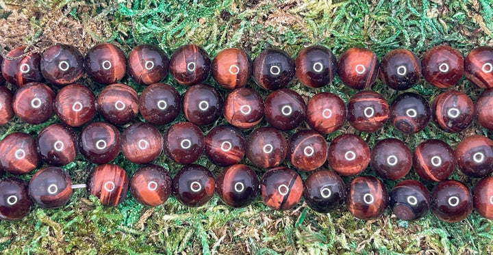 Perles naturelles en Oeil de Taureau en 12 mm - Les bijoux de Théa