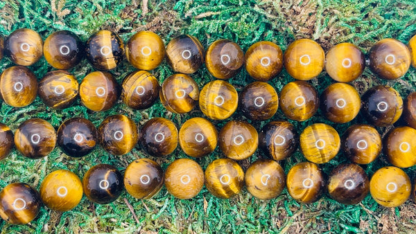 Perles naturelles en Oeil de Tigre en 12 mm - Les bijoux de Théa