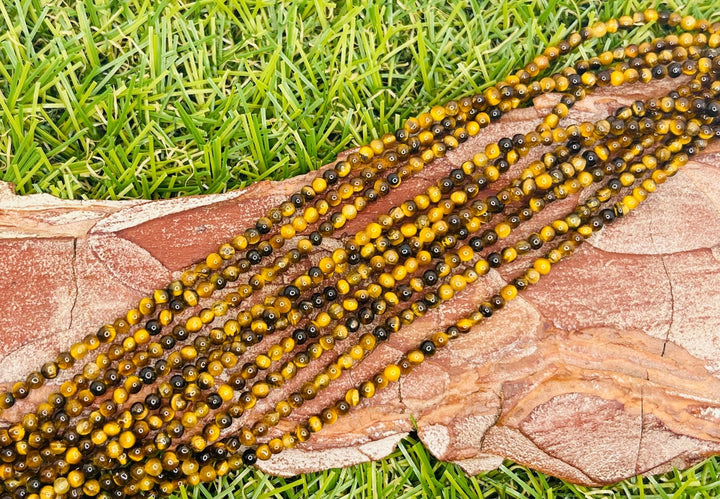 Perles naturelles en Oeil de Tigre en 2 mm - Les bijoux de Théa