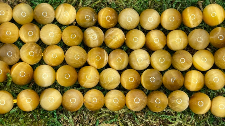 Perles naturelles en Oeil de Tigre Jaune en 8 mm - Les bijoux de Théa