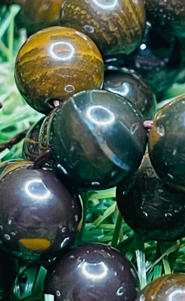 Perles naturelles en Opale Boulder en 10 mm - Les bijoux de Théa