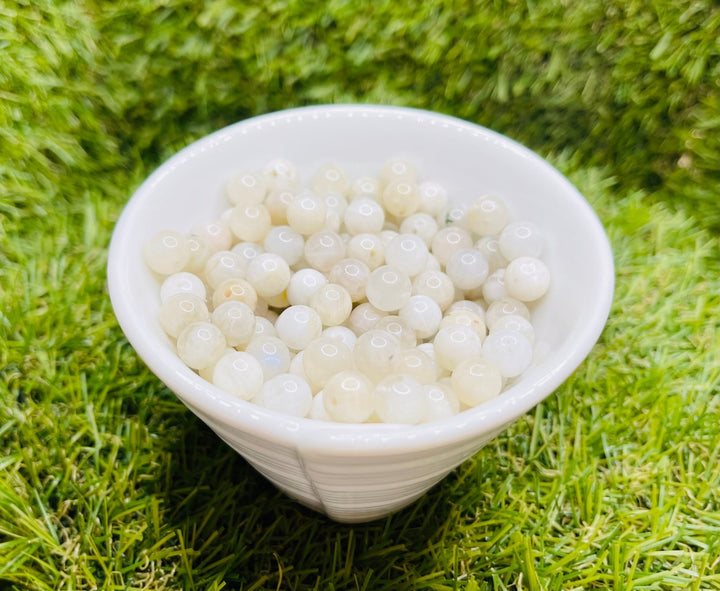 Perles naturelles en Péristérite en 8 mm (lot de 10 perles) - Les bijoux de Théa