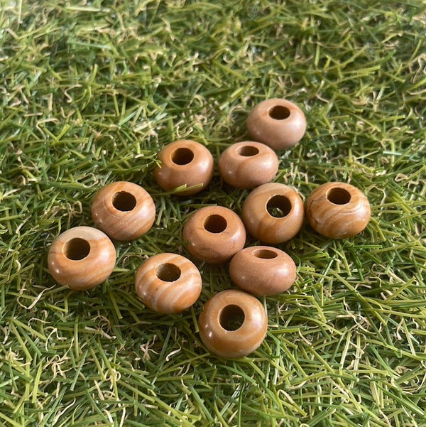 Perles naturelles en Pierre de Dentelle Bois à grand trou - Les bijoux de Théa