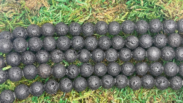 Perles naturelles en Pierre de Lave en 10 mm - Les bijoux de Théa