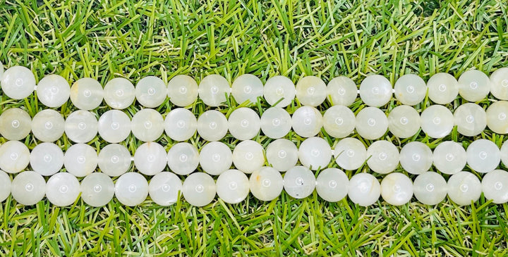 Perles naturelles en Pierre de Lune blanche crème en 6 mm - Les bijoux de Théa