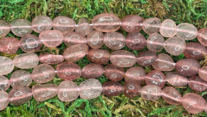 Perles naturelles en Quartz fraise en Nuggets de 7 - 8 mm - Les bijoux de Théa