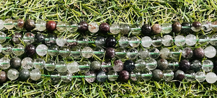 Perles naturelles en Quartz Lodolite en 10 mm - Les bijoux de Théa