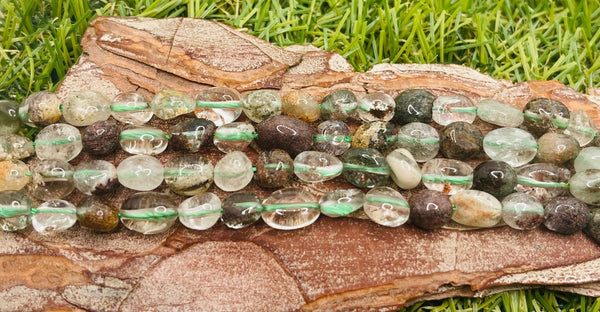 Perles naturelles en Quartz Lodolite en Nuggets de 7 - 8 mm - Les bijoux de Théa