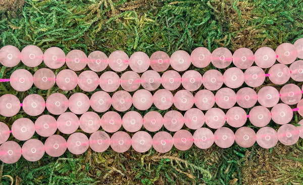 Perles naturelles en Quartz rose en 6 mm - Les bijoux de Théa