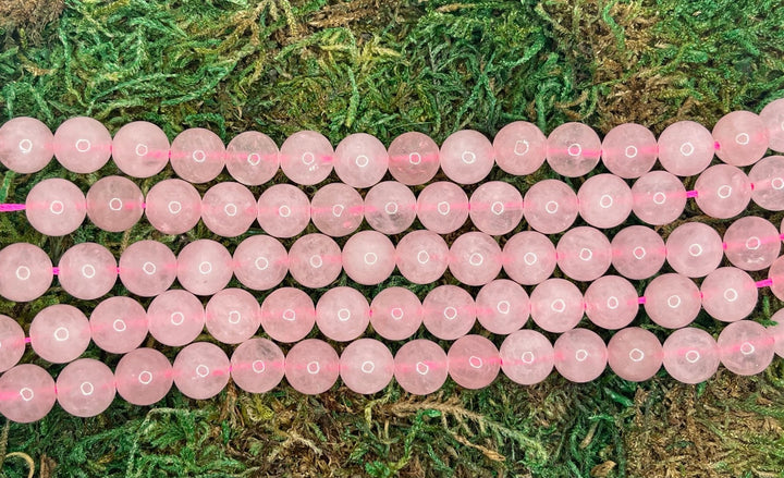 Perles naturelles en Quartz rose en 8 mm - Les bijoux de Théa