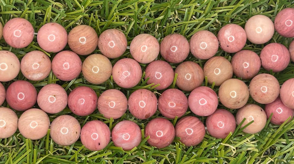 Perles naturelles en Rhodonite en 8 mm - Les bijoux de Théa