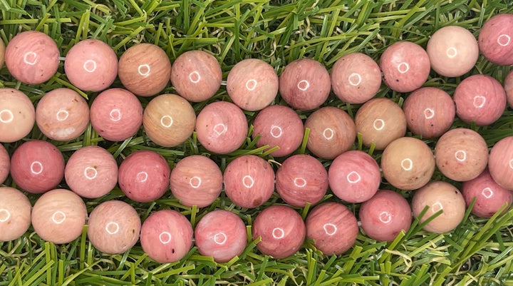 Perles naturelles en Rhodonite en 8 mm - Les bijoux de Théa