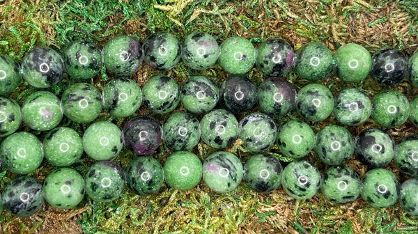 Perles naturelles en Rubis Zoisite en 10 mm - Les bijoux de Théa