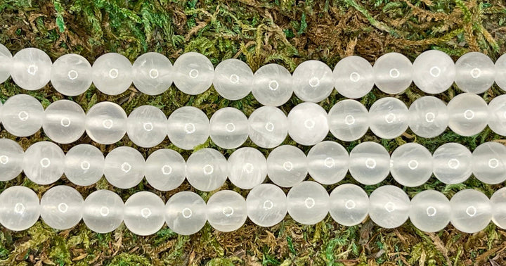 Perles naturelles en Sélénite du Maroc en 4 mm - Les bijoux de Théa